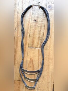 Silpada Luxe Layers Sterling Silver Gray Suede Multi Strand Necklace 30”